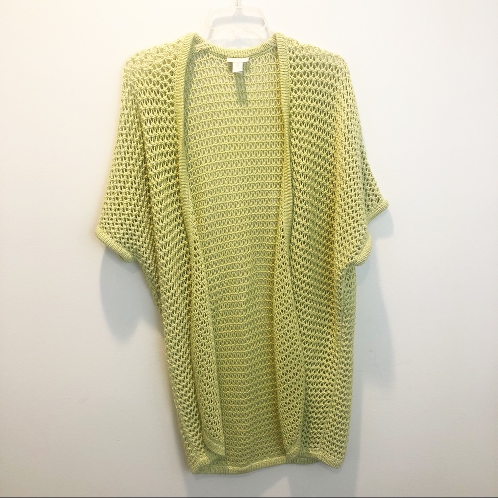 Chico’s lime green open knit cardigan size 2